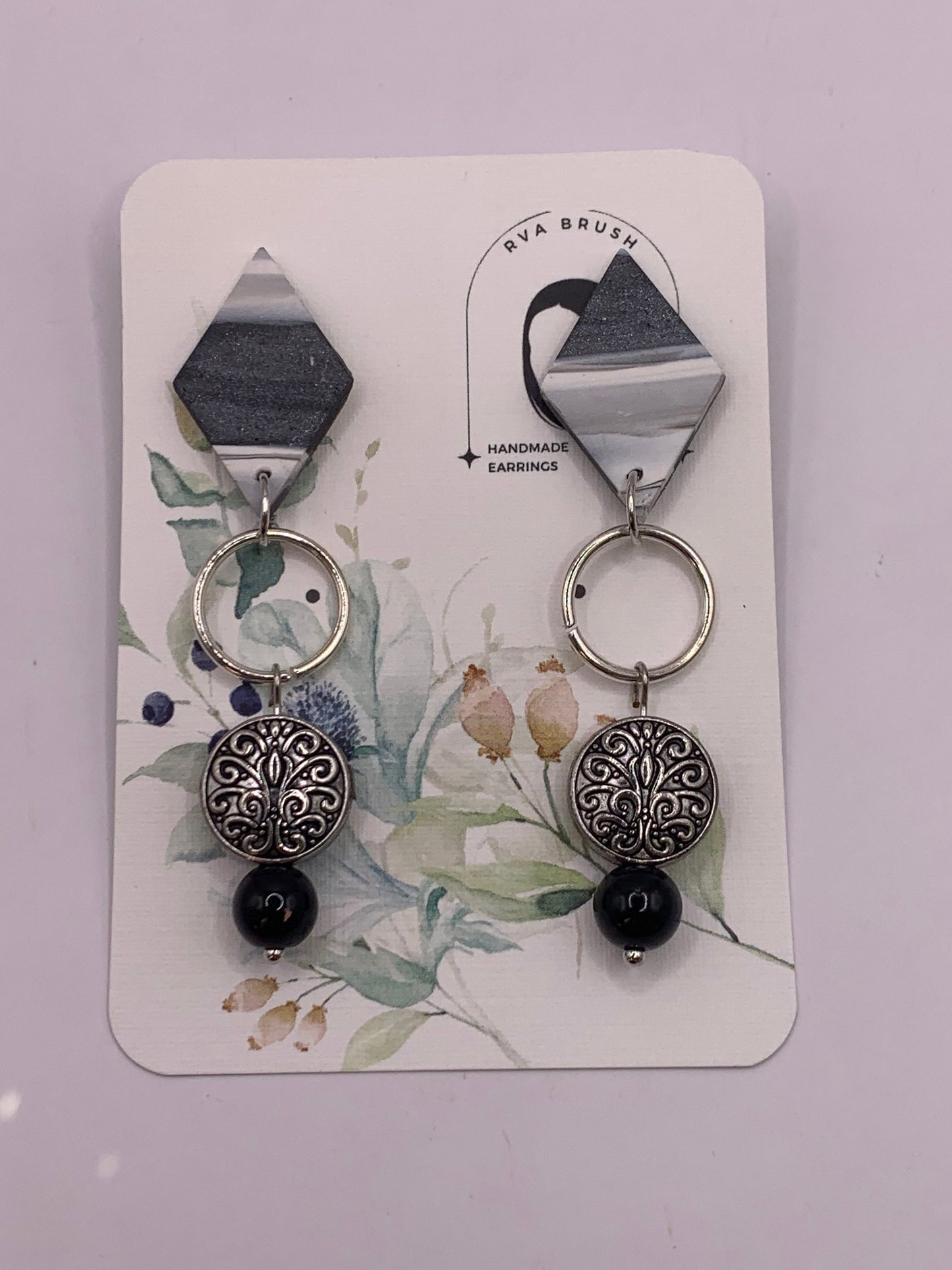 101- Elegant Geometric and Filigree Bead Earrings - Vintage Inspired Handmade Jewelry